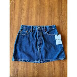 RE/DONE 90s Mini Denim Skirt Iron Blue‎ Cotton Vintage Style Size 26